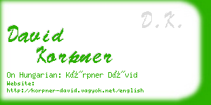 david korpner business card